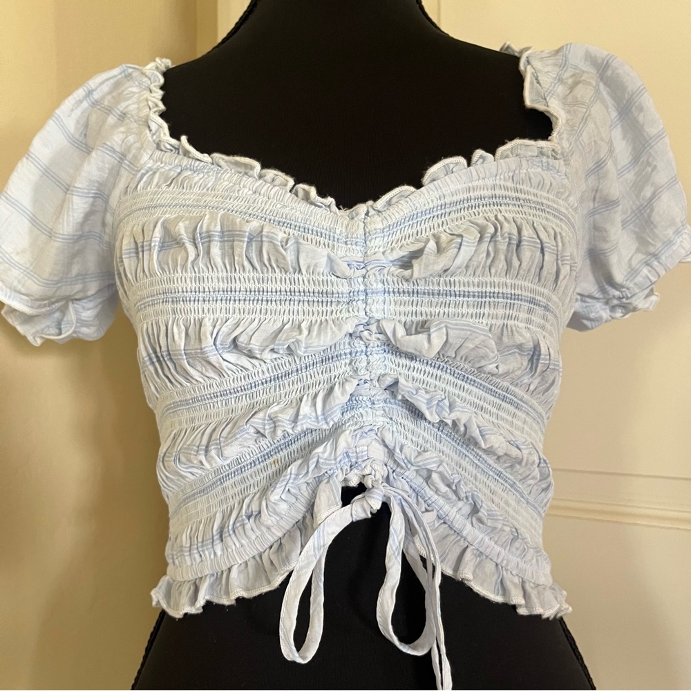 Forever 21 Light Blue Ruched Crop Top